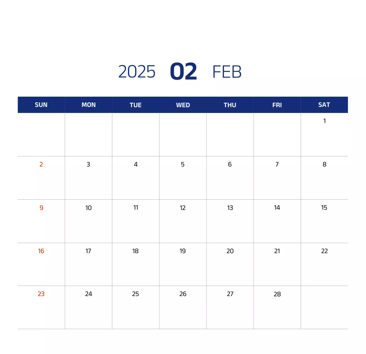 Lịch đơn giản với hình minh họa màu xanh gọn gàng