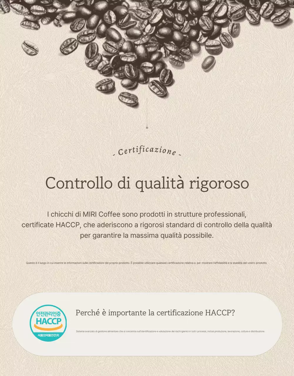 Pagina di dettaglio chicchi di caffè vintage beige e marrone