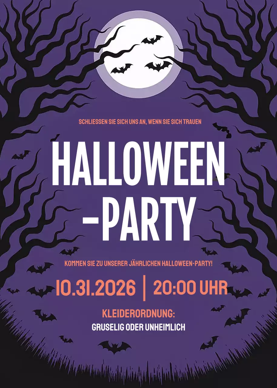 Lila Gothic Halloween-Einladung