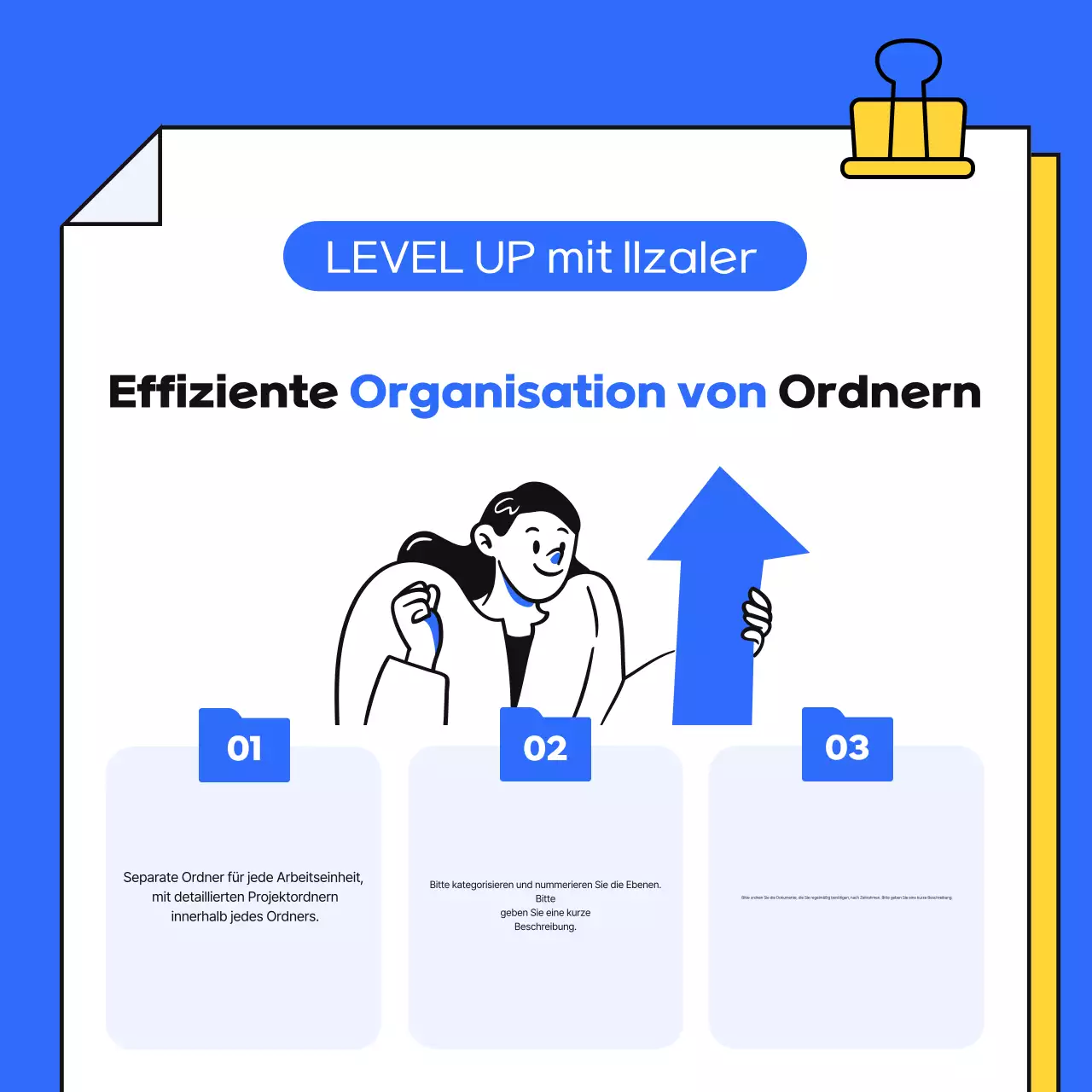 Ein einfacher blauer und gelber Leitfaden für das Arbeitsleben