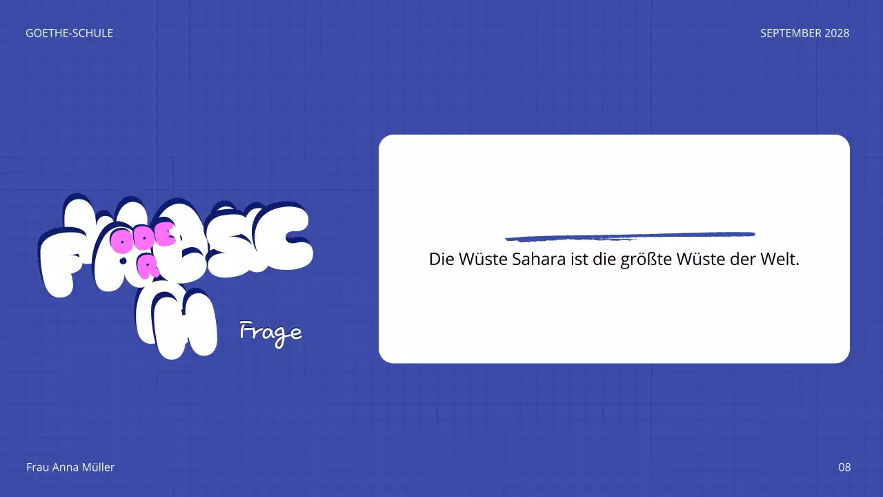 blaues spielerisches Quiz Ankündigung