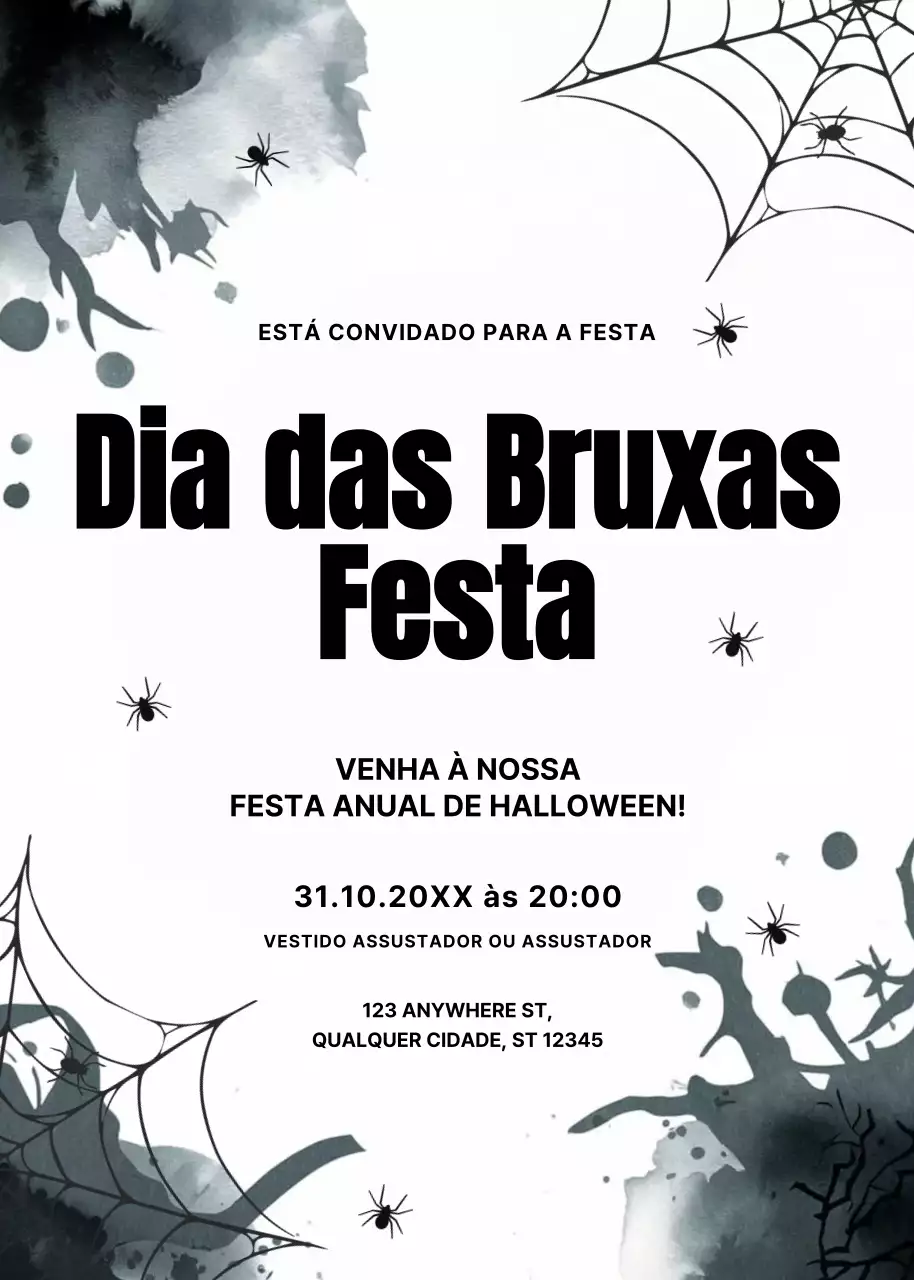 convite de Halloween gótico preto