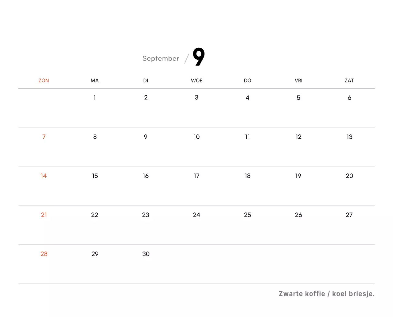 Eenvoudige bureaukalender met koffiefoto's voor cafés in witte tinten