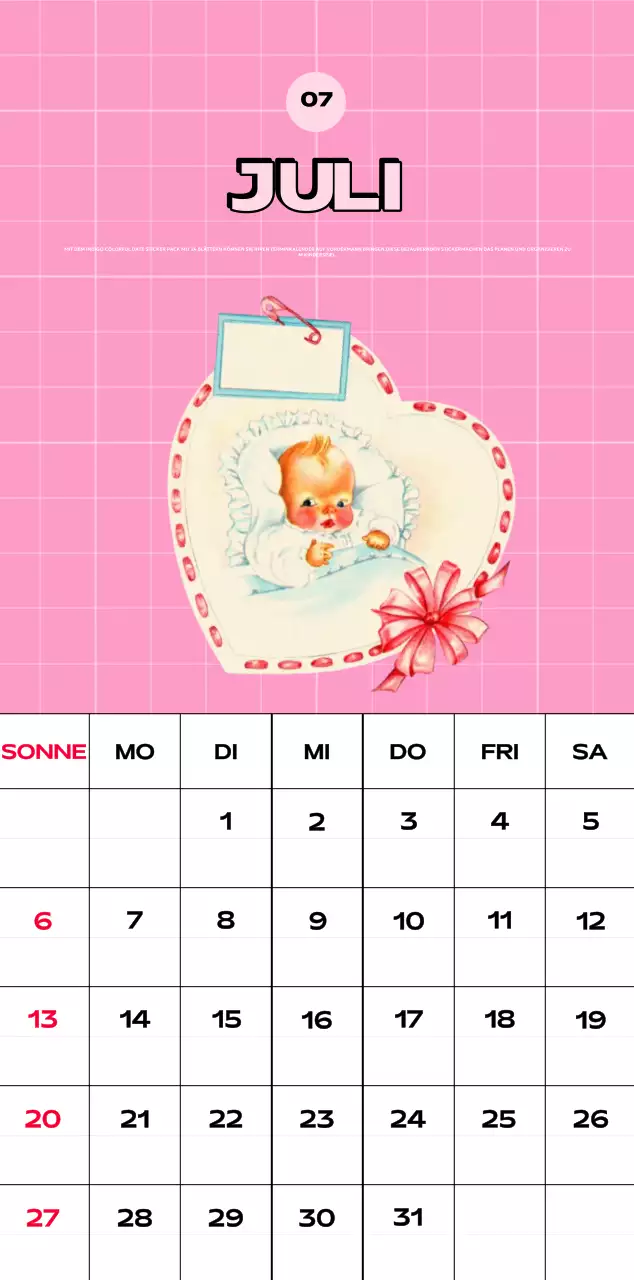 Bunte Kalender mit einer Vielzahl von Retro-Illustrationen