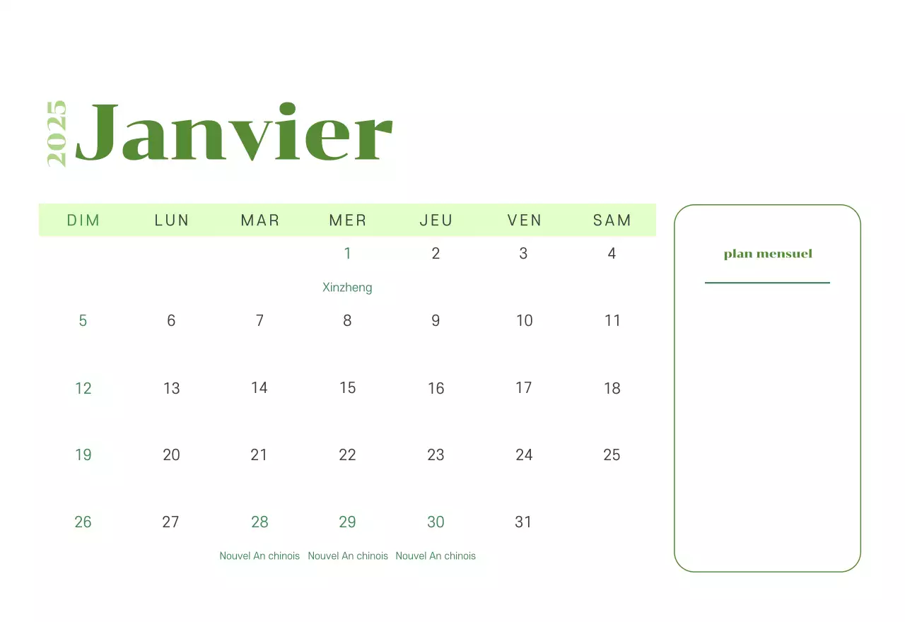 Calendrier avec illustrations de jeunes sur fond jaune-vert