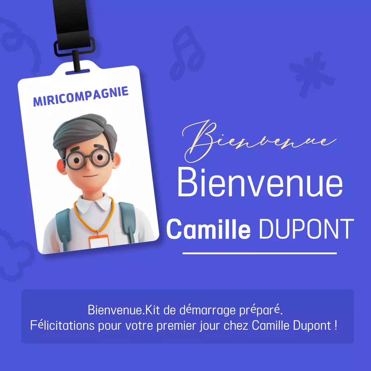 Une annonce d'emploi simple, en violet et blanc