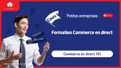 Publicité pour l'enseignement en ligne moderne en bleu et rouge