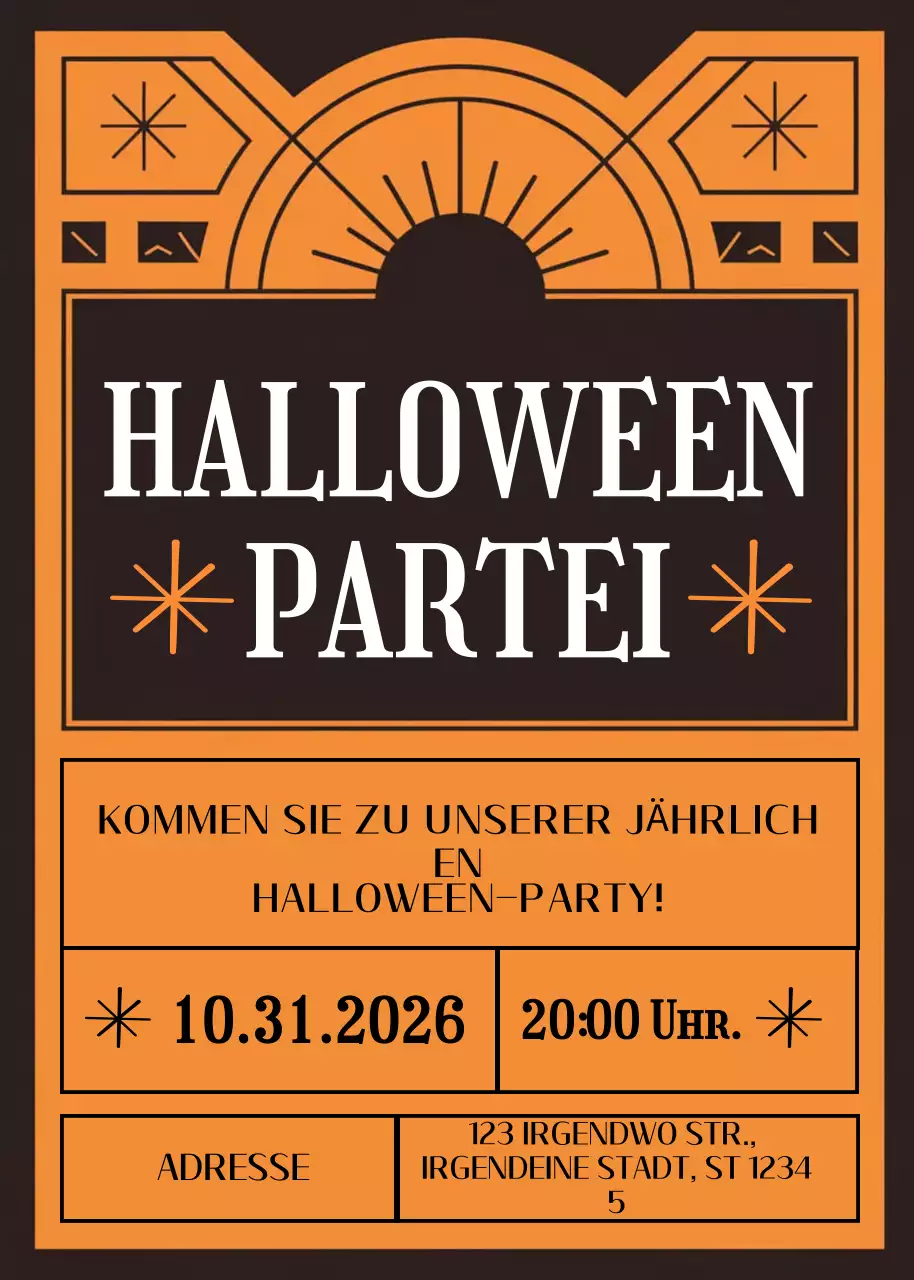 Orange Vintage Halloween-Einladung