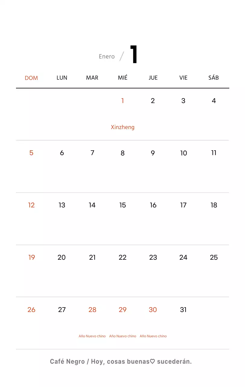 Sencillo calendario de sobremesa con fotos de cafés en tonos blancos