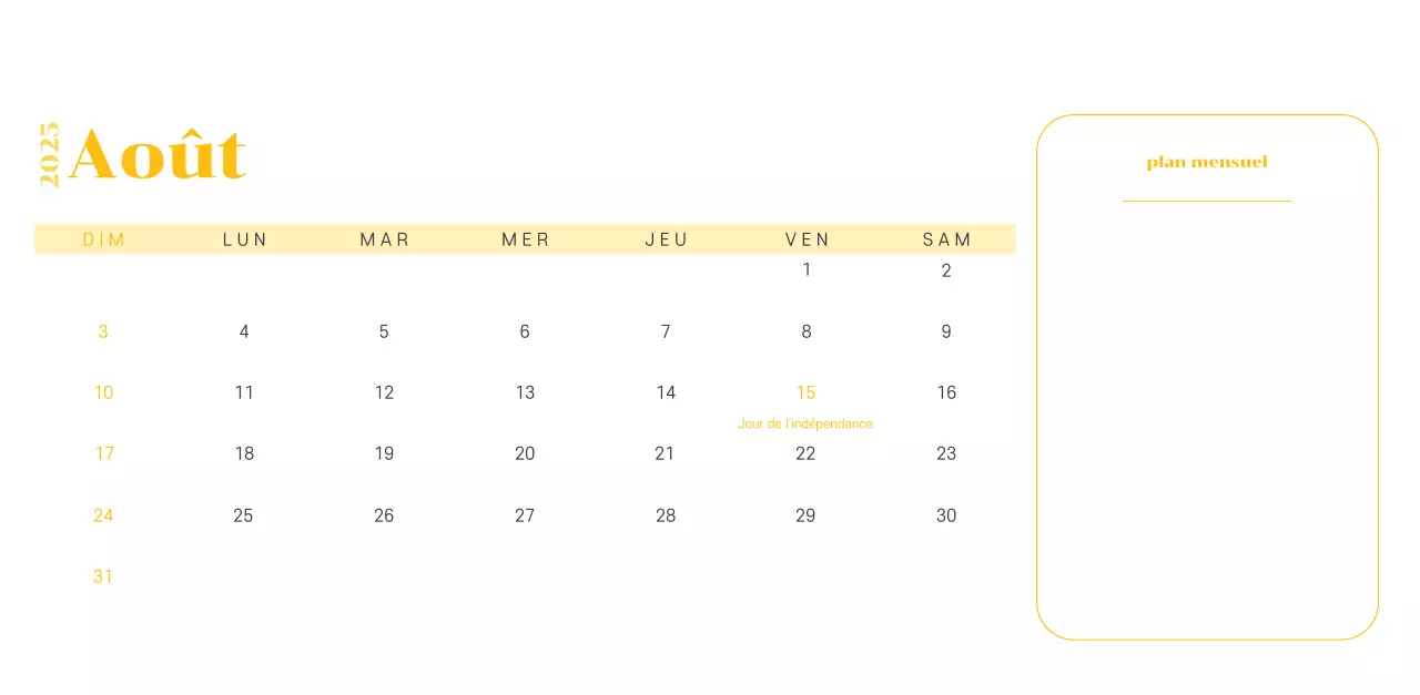 Calendrier avec illustrations de jeunes sur fond jaune-vert
