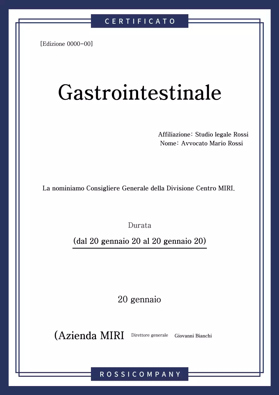 Targa di messa in servizio predefinita blu navy