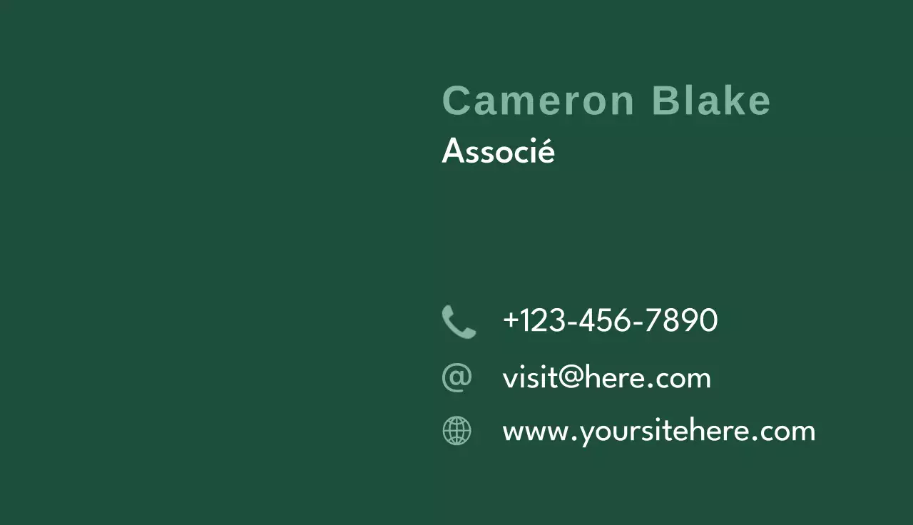 Carte de visite minimale verte