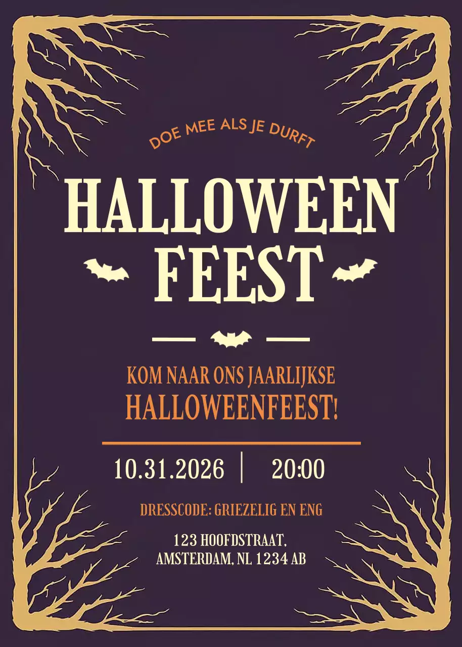 Zwarte gotische Halloween-uitnodiging