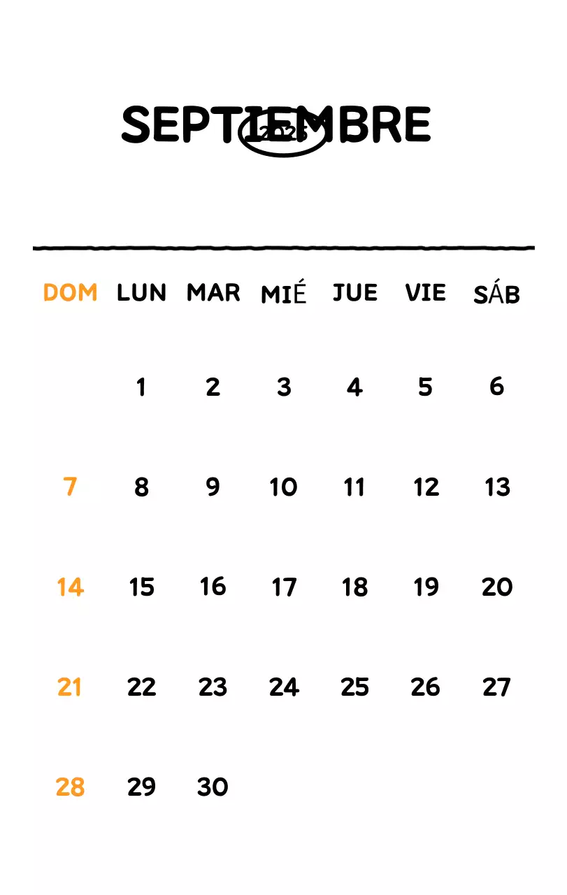 Calendario ilustrado con un bonito estilo de líneas