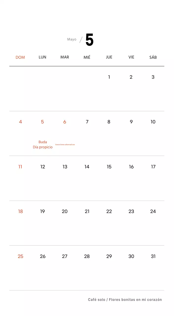 Sencillo calendario de sobremesa con fotos de cafés en tonos blancos