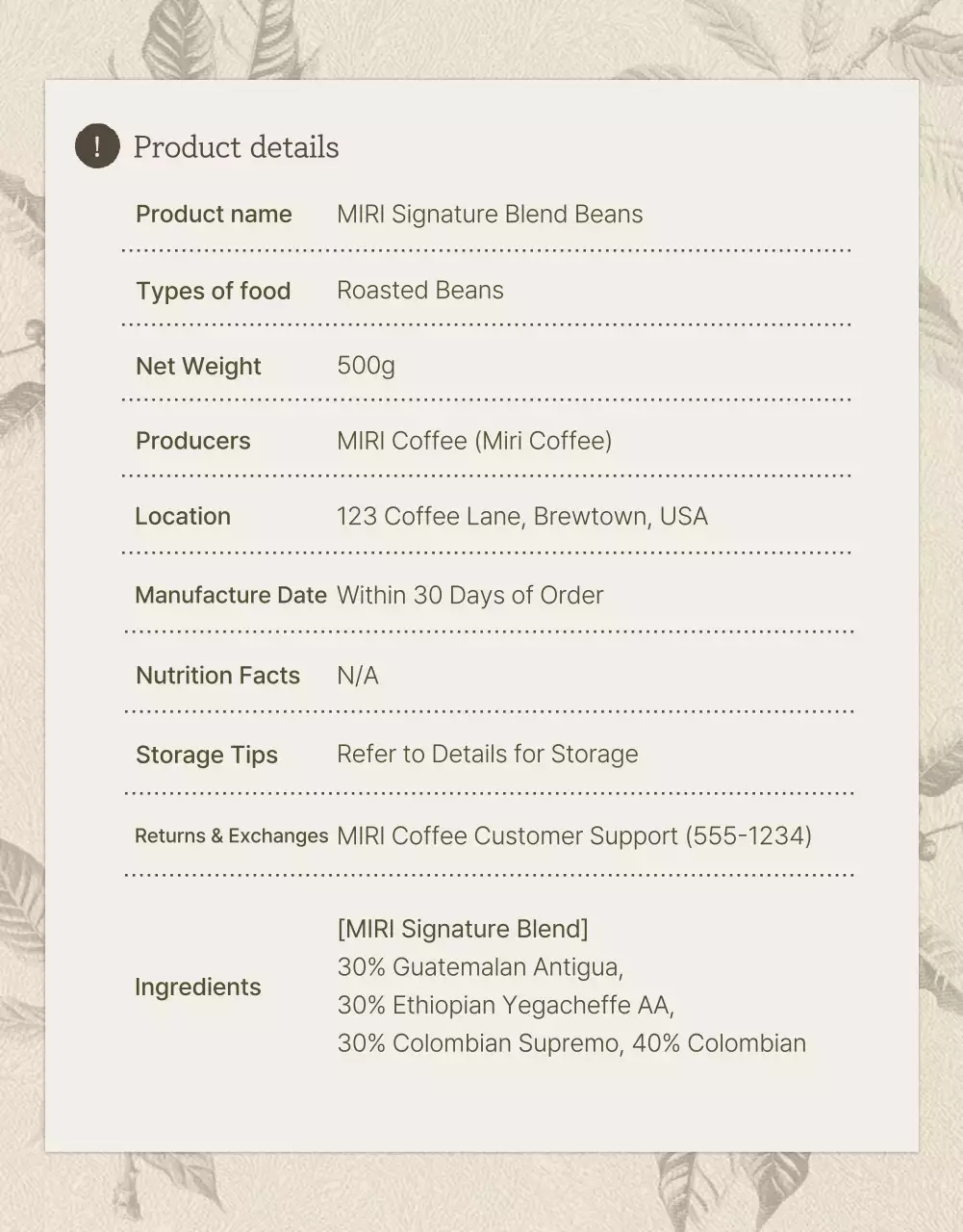 Cartaz de propaganda de café vintage bege