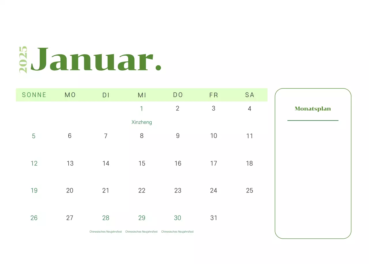 Kalender mit Jugendillustrationen auf gelb-grünem Hintergrund