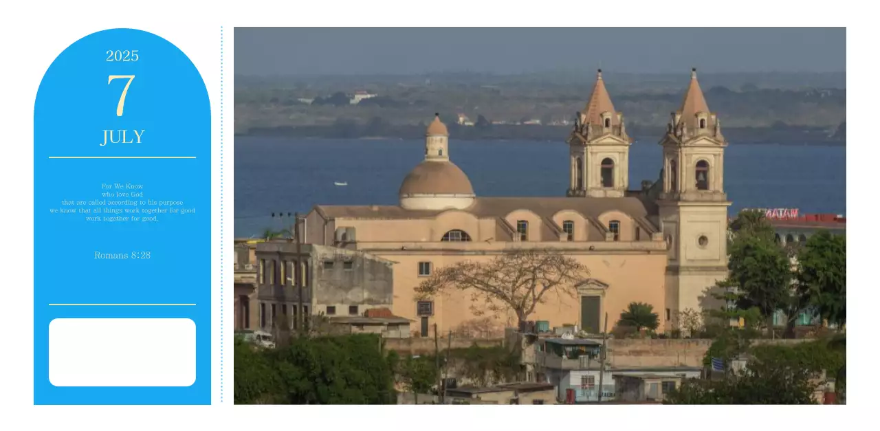 Blue modern concept church calendar