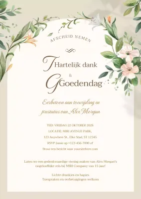 beige elegante uitnodiging voor afscheid