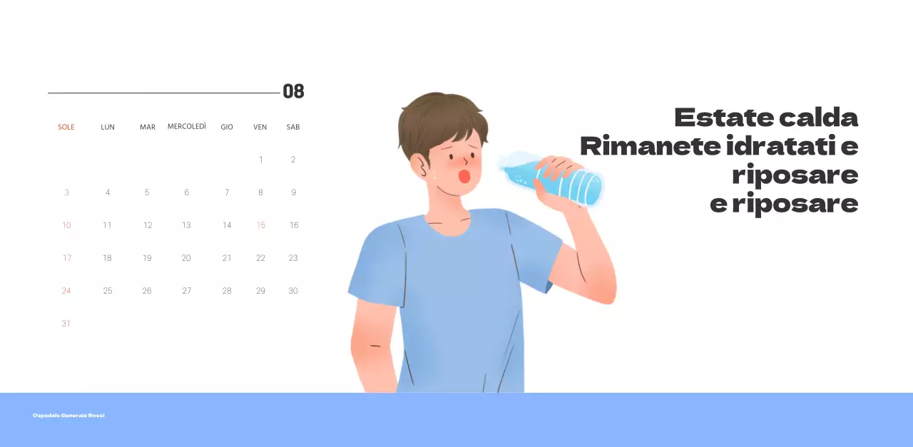 Un ospedale festivo con illustrazioni a tema salute e famiglia e accenti colorati