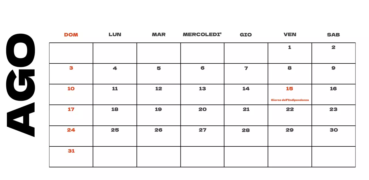 Calendario pulito con foto del cielo