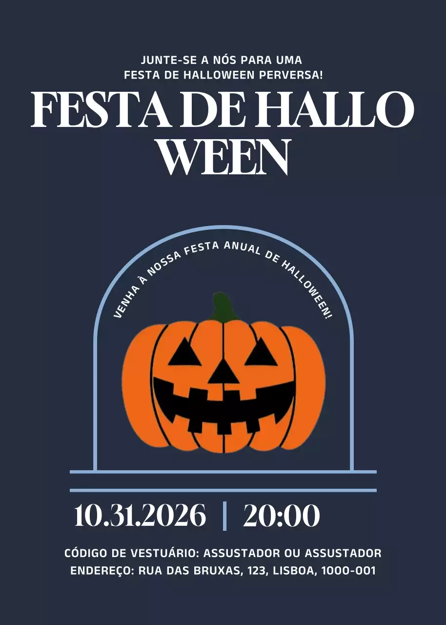 Convite de Halloween Navy Retro
