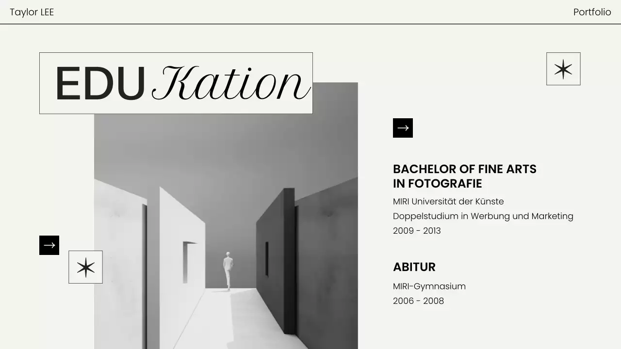 schwarz moderne Fotografie Portfolio