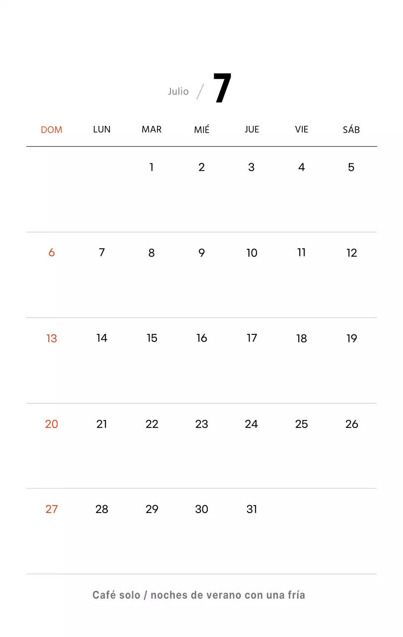 Sencillo calendario de sobremesa con fotos de cafés en tonos blancos