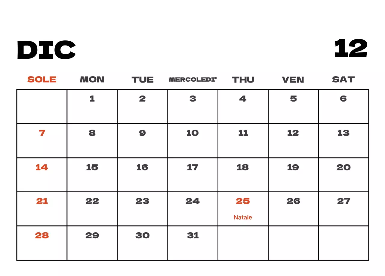 Calendario pulito con foto del cielo