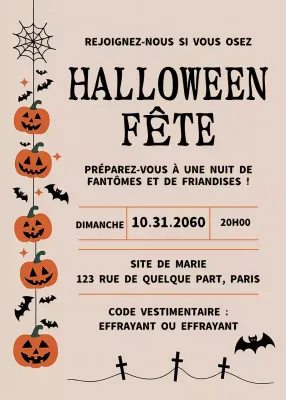 Beige Vintage Halloween Invitation