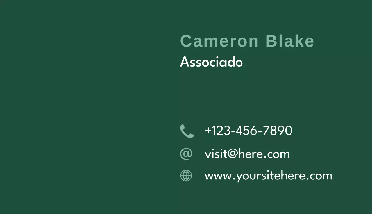 cartão de visita minimalista verde