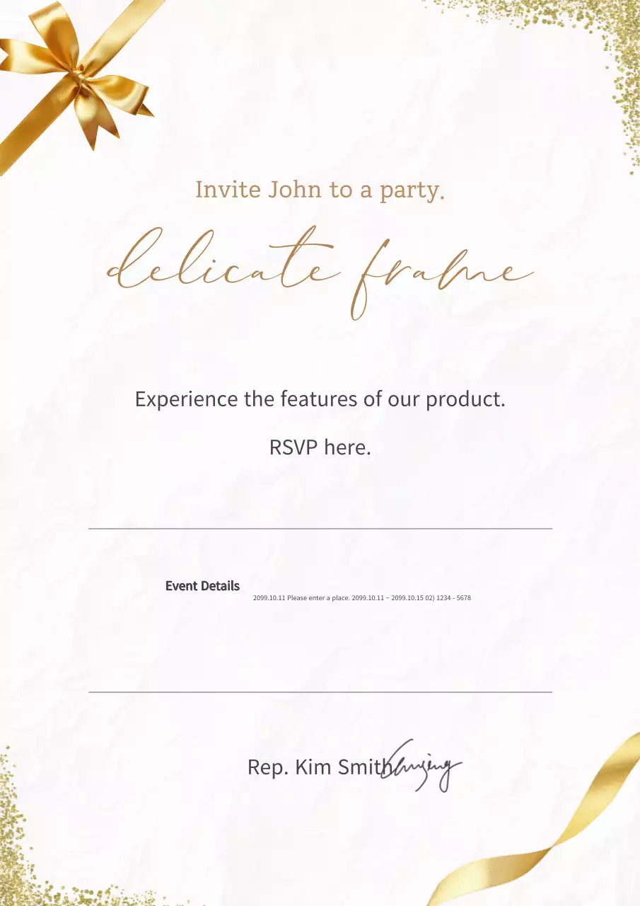 Convite para festa elegante dourado