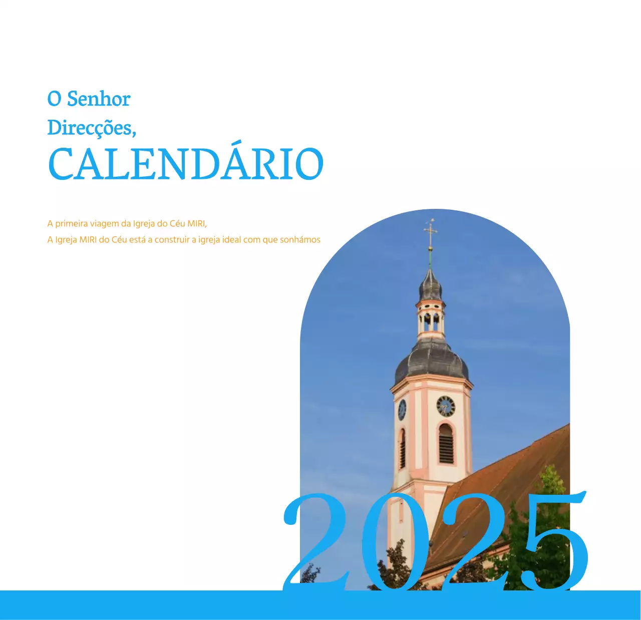 Calendário de igreja azul com conceito moderno