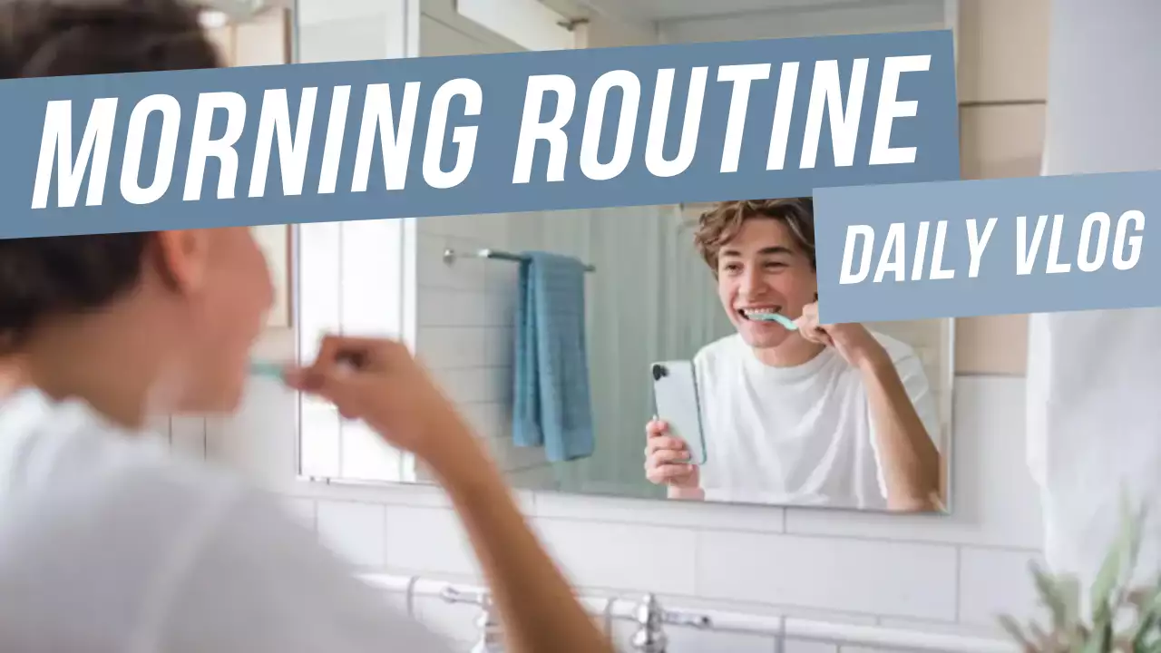 Blue Modern Morning Vlog YouTube Thumbnail