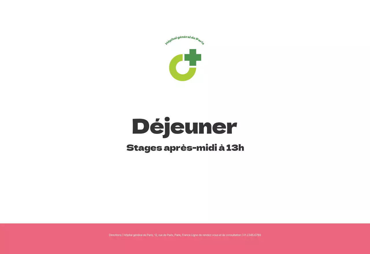 Un hôpital festif avec des illustrations sur le thème de la santé et de la famille et des accents colorés.