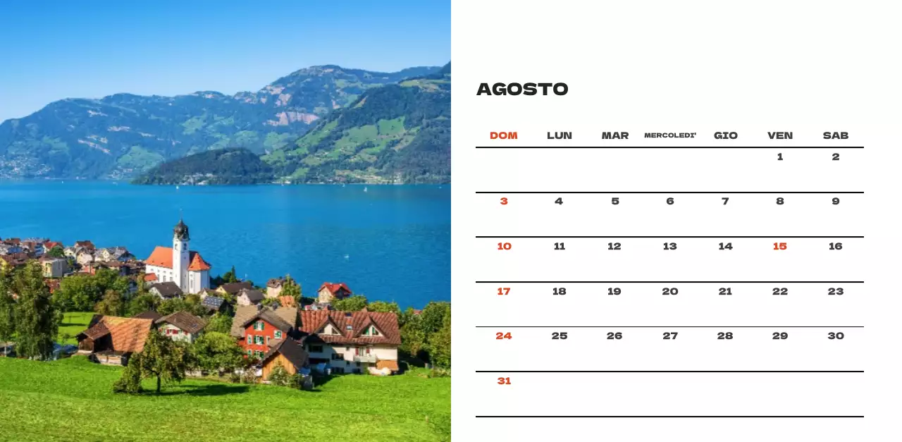 Calendario pulito con foto del cielo