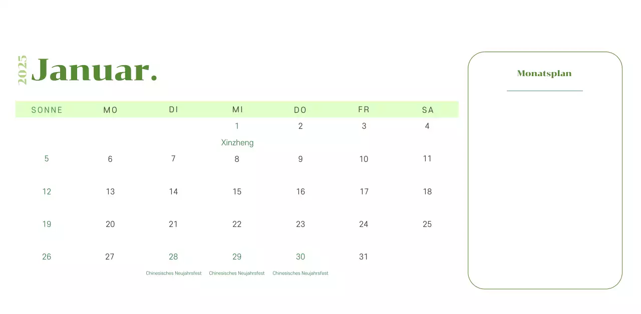 Kalender mit Jugendillustrationen auf gelb-grünem Hintergrund
