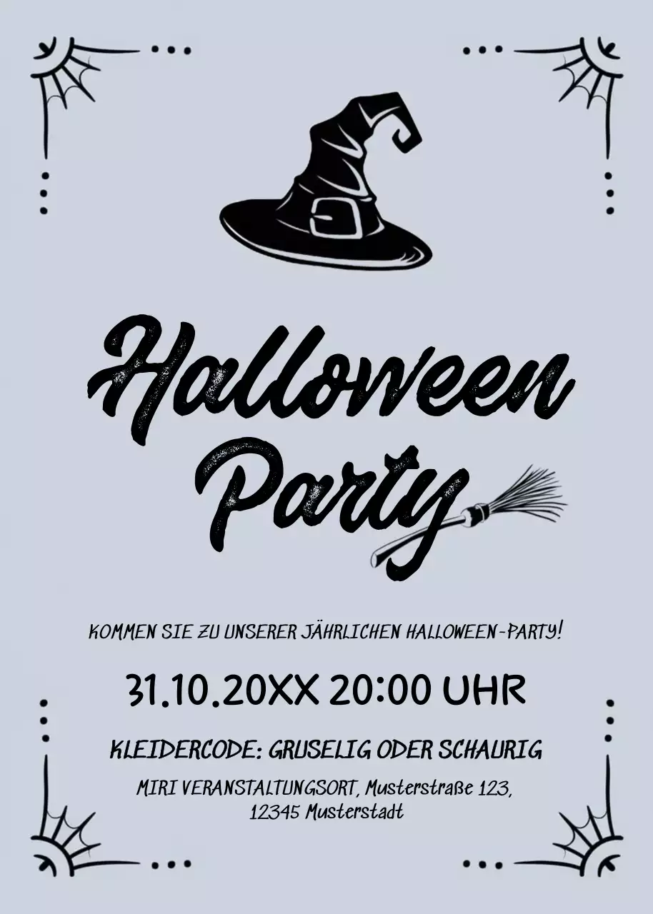 Schwarz Grau Halloween Einladung Retro-Stil