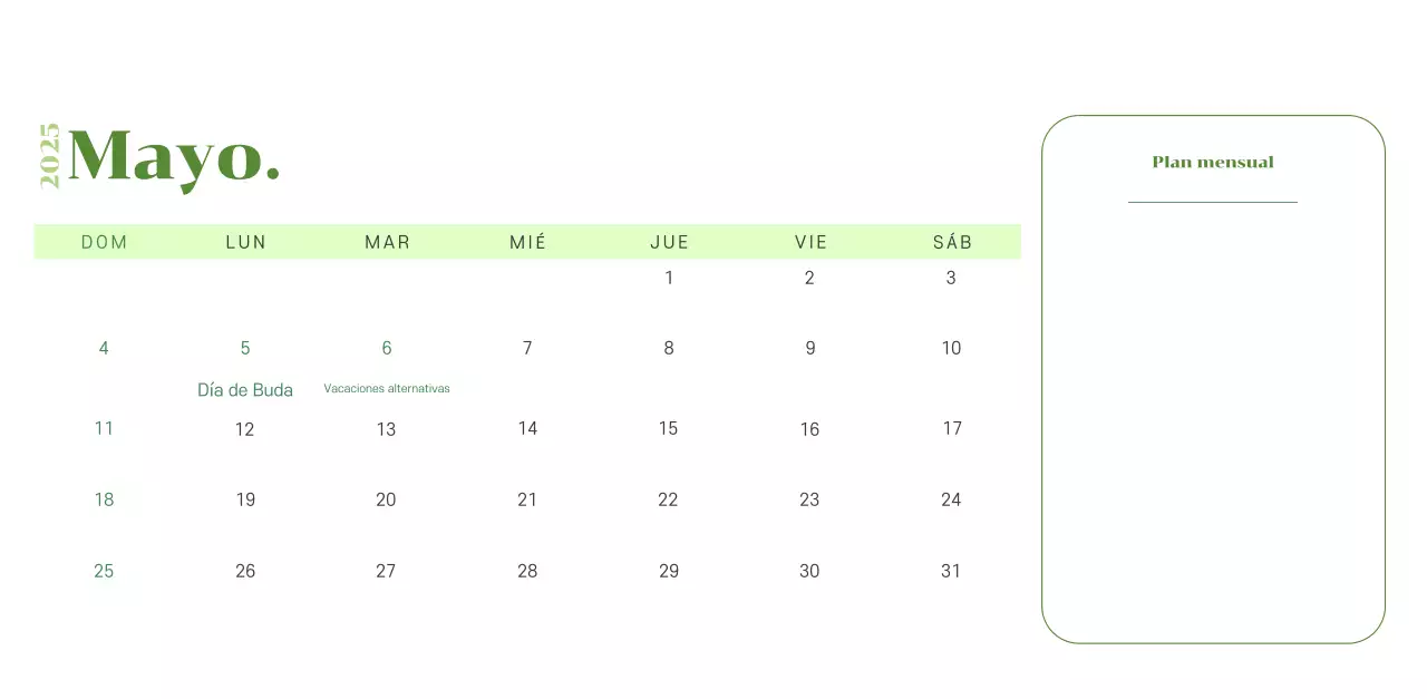 Calendario con ilustraciones juveniles sobre fondo amarillo verdoso