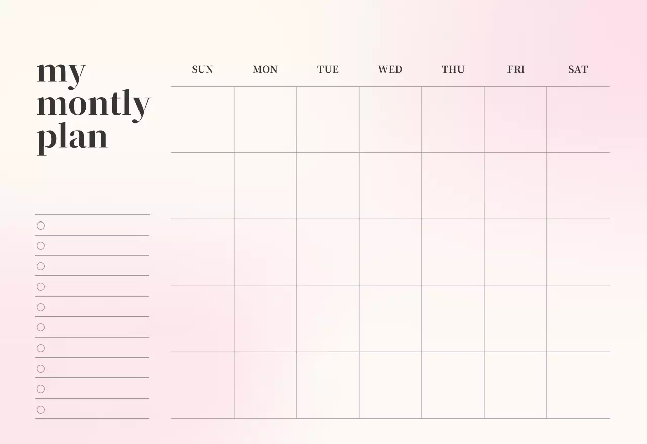 グラデーションミニマルカレンダーカレンダー