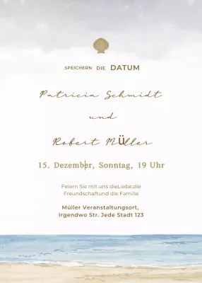 Beige grau blau Hochzeitseinladung eleganter Stil