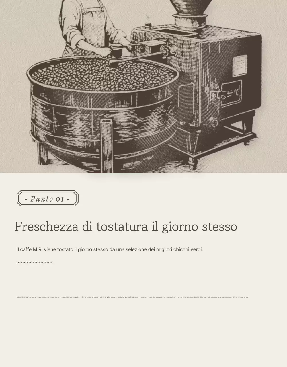 Pagina di dettaglio chicchi di caffè vintage beige e marrone