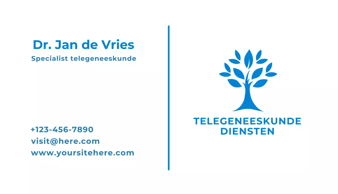 blauw schoon telegeneeskunde visitekaartje