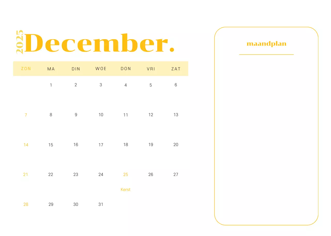 Kalender met jeugdillustraties op een geelgroene achtergrond