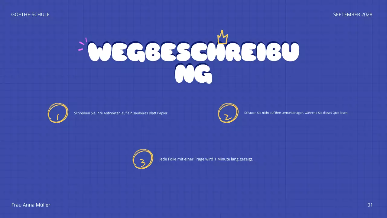 blaues spielerisches Quiz Ankündigung