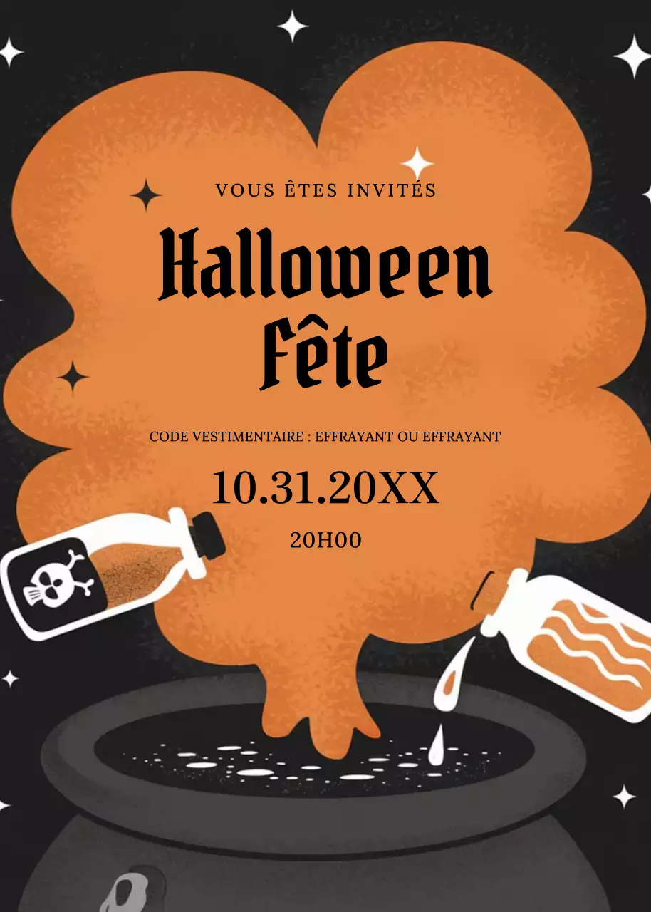 invitation rétro orange pour Halloween