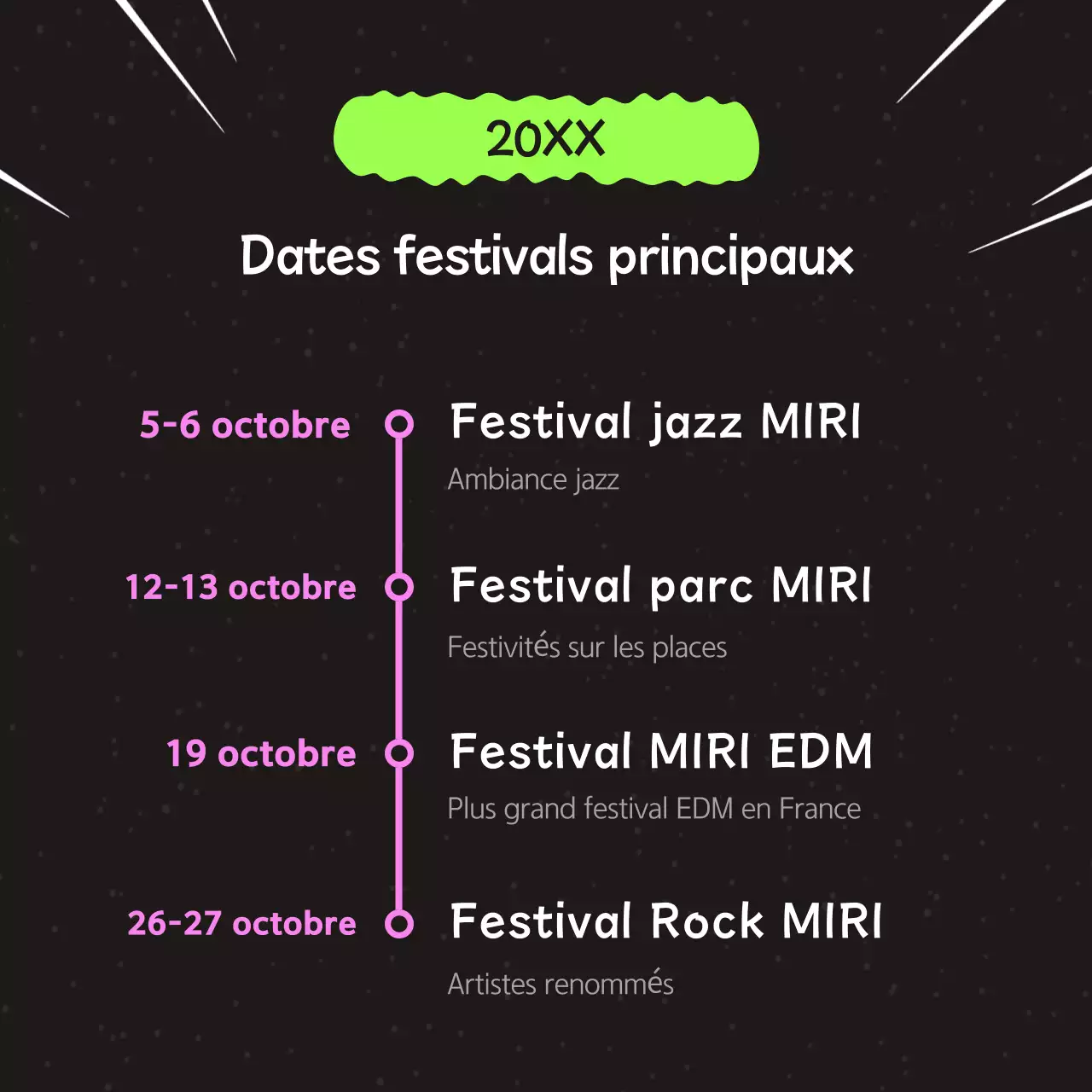 Guide des festivals avec une touche de noir