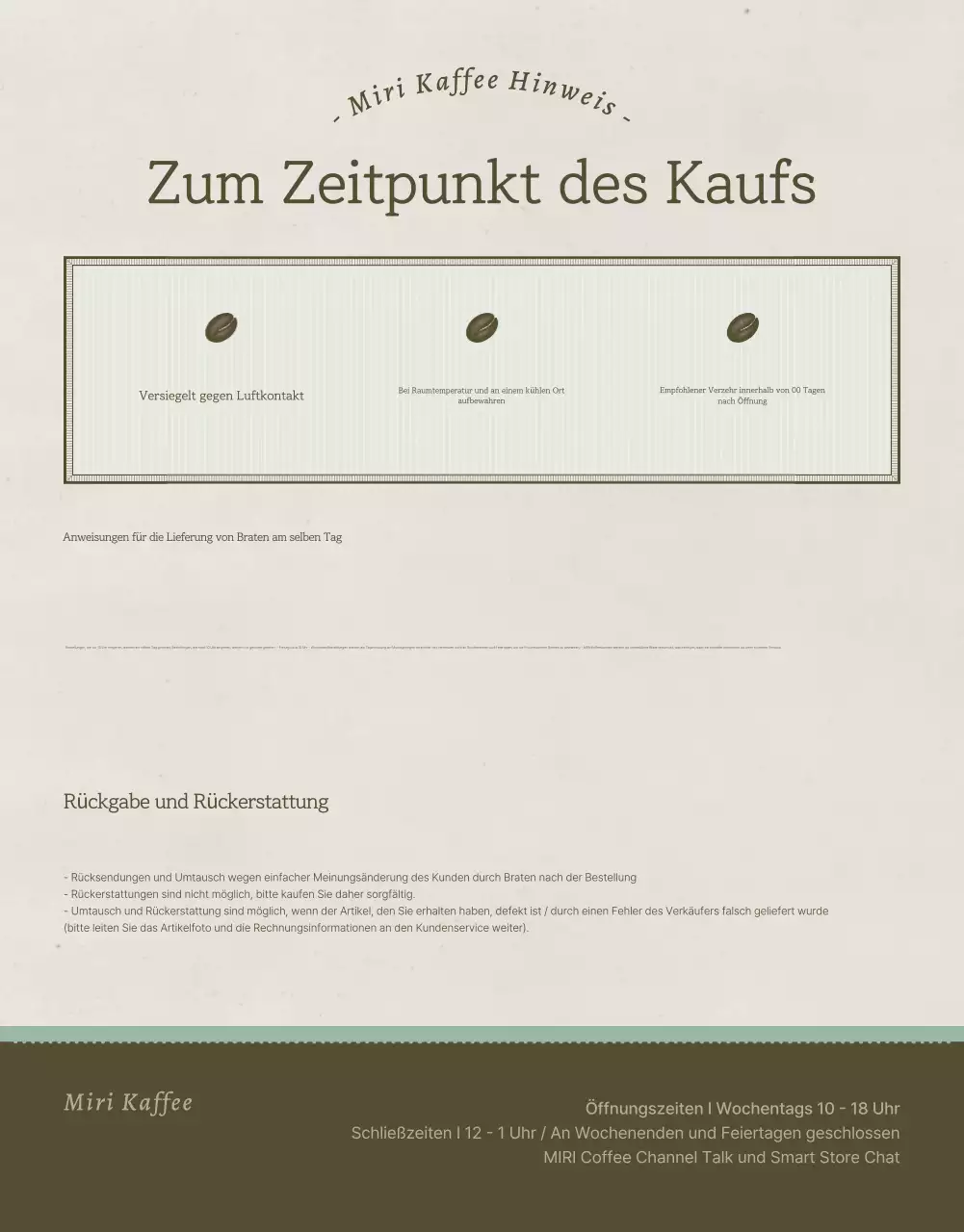 Förderung des Verkaufs von alten Kaffeebohnen in Hellblau und Braun