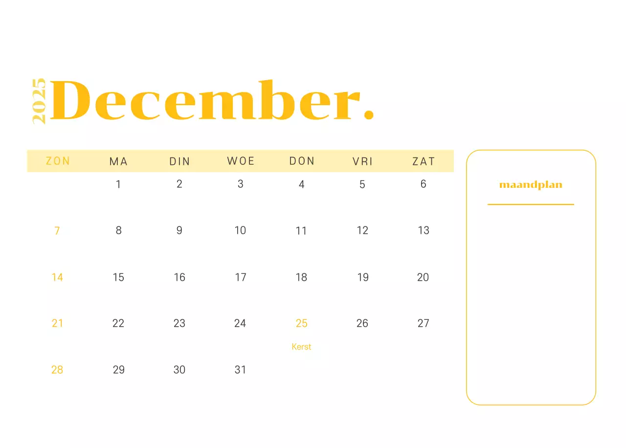 Kalender met jeugdillustraties op een geelgroene achtergrond