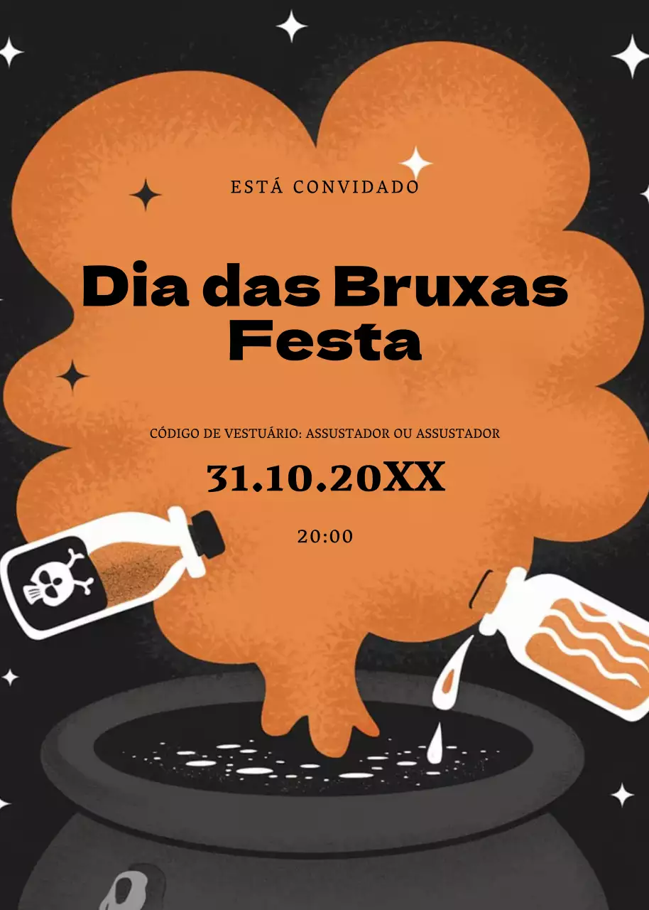 convite de Halloween retro laranja